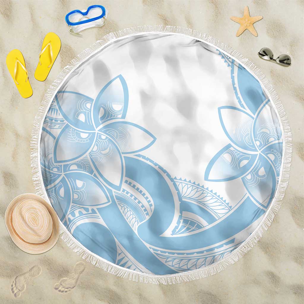 Polynesian Tribal Plumeria Lotu Tamaiti Beach Blanket Pastel Sky Blue LT9 One Size 150cm Blue - Polynesian Pride