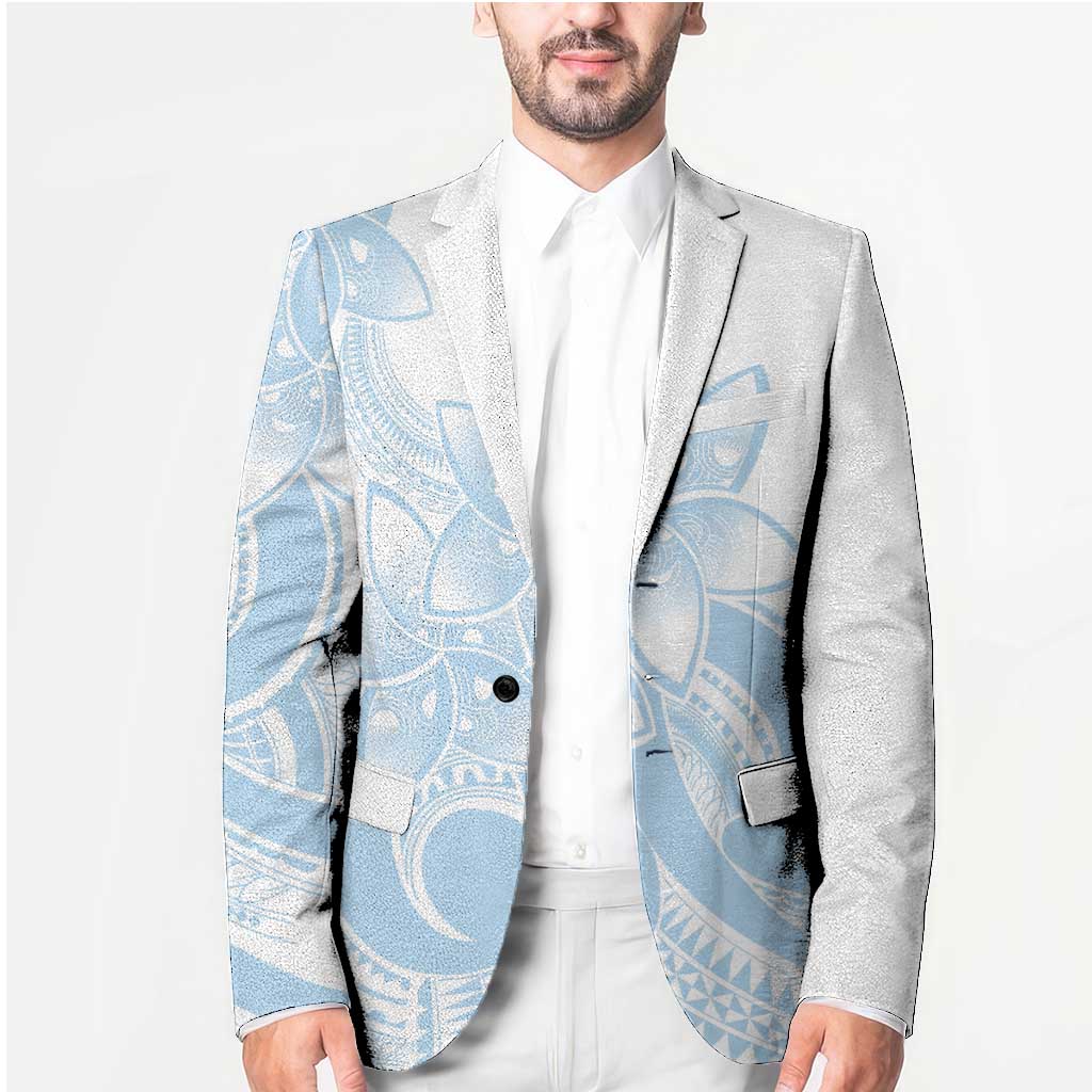 Polynesian Tribal Plumeria Lotu Tamaiti Blazer Pastel Sky Blue - Polynesian Pride