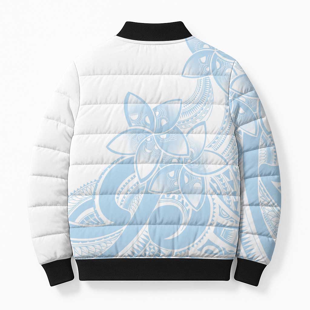 Polynesian Tribal Plumeria Lotu Tamaiti Bomber Puffer Jacket Pastel Sky Blue LT9 - Polynesian Pride