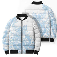 Polynesian Tribal Plumeria Lotu Tamaiti Bomber Puffer Jacket Pastel Sky Blue LT9 - Polynesian Pride