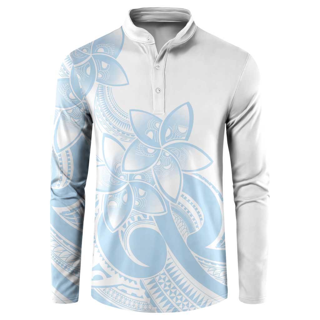 Polynesian Tribal Plumeria Lotu Tamaiti Button Sweatshirt Pastel Sky Blue LT9 Blue - Polynesian Pride