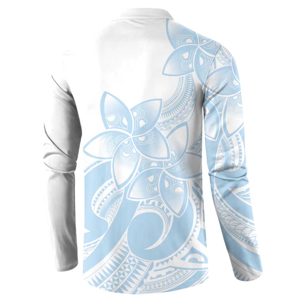 Polynesian Tribal Plumeria Lotu Tamaiti Button Sweatshirt Pastel Sky Blue LT9 - Polynesian Pride