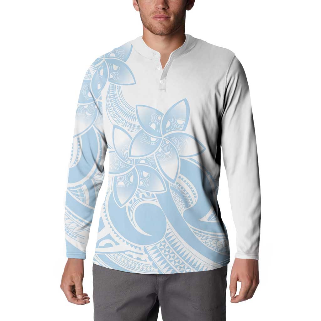 Polynesian Tribal Plumeria Lotu Tamaiti Button Sweatshirt Pastel Sky Blue LT9 - Polynesian Pride