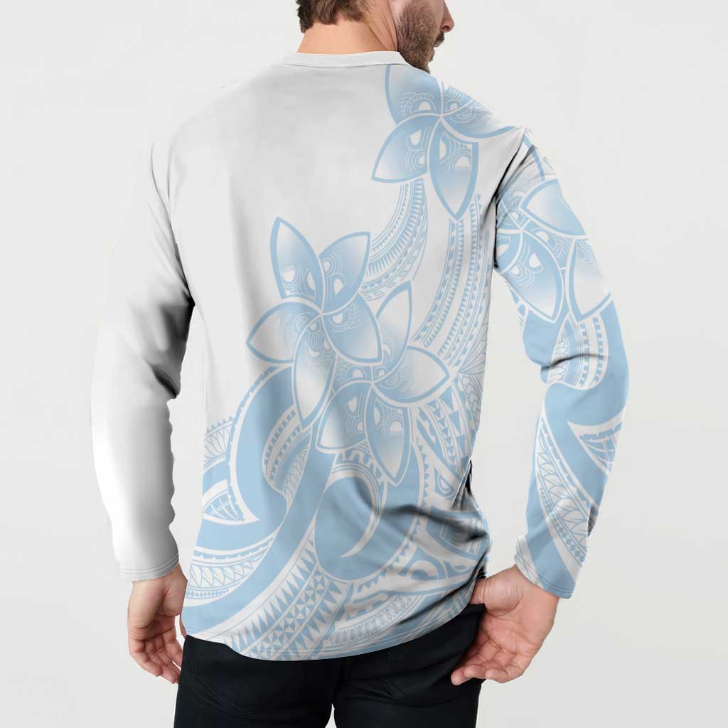 Polynesian Tribal Plumeria Lotu Tamaiti Button Sweatshirt Pastel Sky Blue LT9 - Polynesian Pride