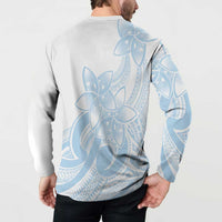 Polynesian Tribal Plumeria Lotu Tamaiti Button Sweatshirt Pastel Sky Blue LT9 - Polynesian Pride