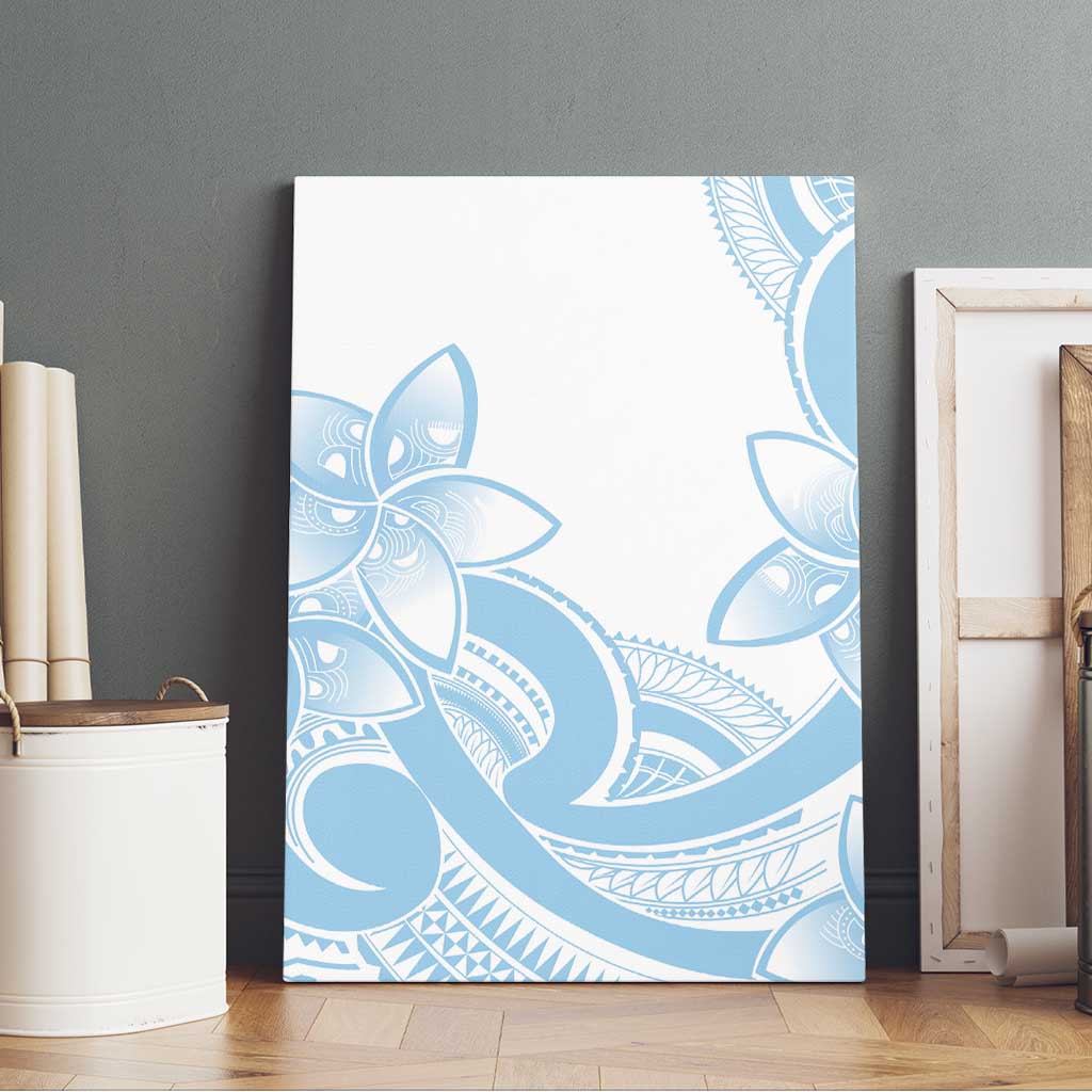 Polynesian Tribal Plumeria Lotu Tamaiti Canvas Wall Art Pastel Sky Blue LT9 - Polynesian Pride
