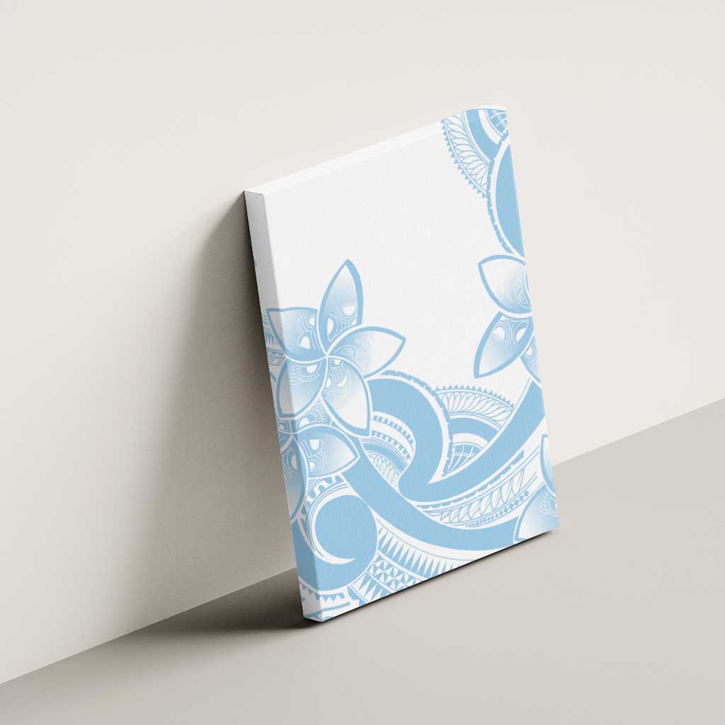 Polynesian Tribal Plumeria Lotu Tamaiti Canvas Wall Art Pastel Sky Blue LT9 - Polynesian Pride