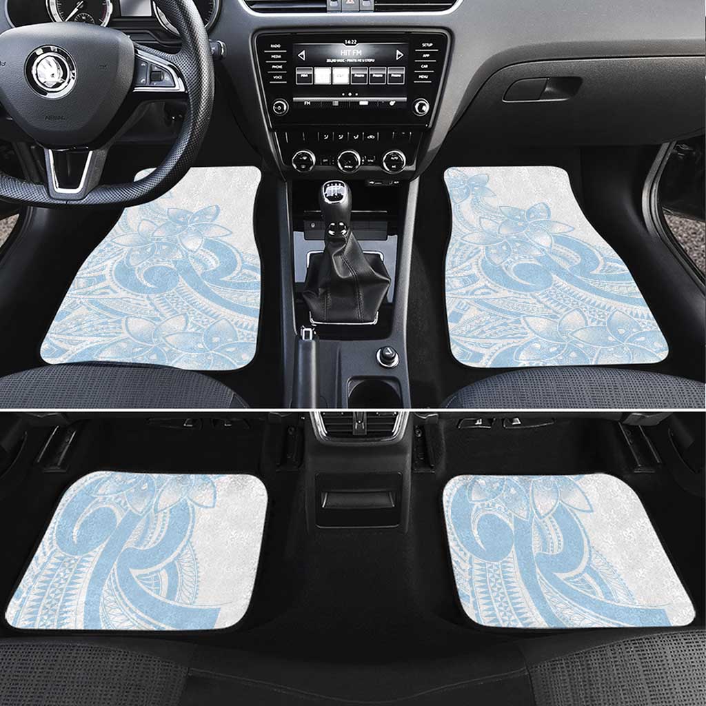 Polynesian Tribal Plumeria Lotu Tamaiti Car Mats Pastel Sky Blue LT9 Set 4pcs Blue - Polynesian Pride