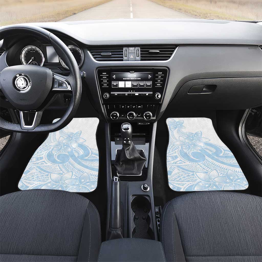 Polynesian Tribal Plumeria Lotu Tamaiti Car Mats Pastel Sky Blue LT9 Set 2pcs - Front Blue - Polynesian Pride