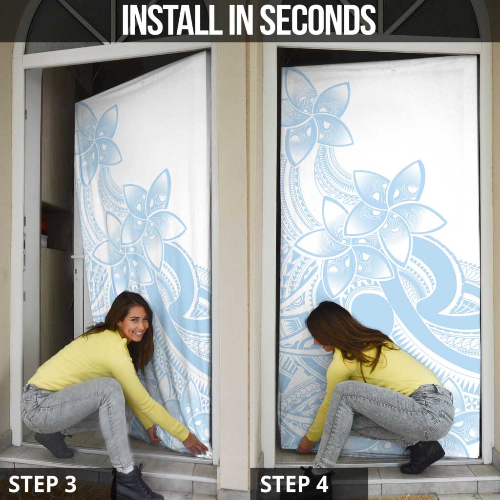 Polynesian Tribal Plumeria Lotu Tamaiti Door Cover Pastel Sky Blue - Polynesian Pride