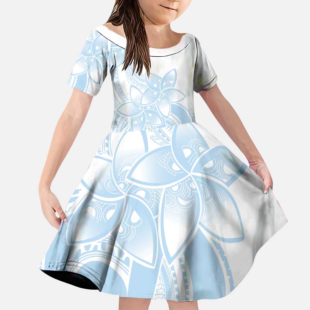 Polynesian Tribal Plumeria Lotu Tamaiti Family Matching Puletasi and Hawaiian Shirt Pastel Sky Blue - Polynesian Pride