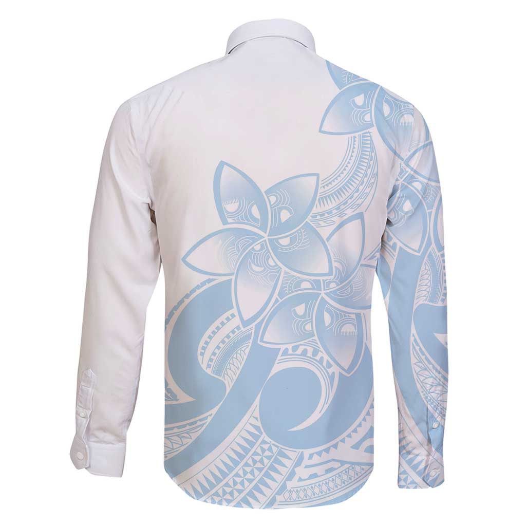 Polynesian Tribal Plumeria Lotu Tamaiti Family Matching Puletasi and Hawaiian Shirt Pastel Sky Blue - Polynesian Pride