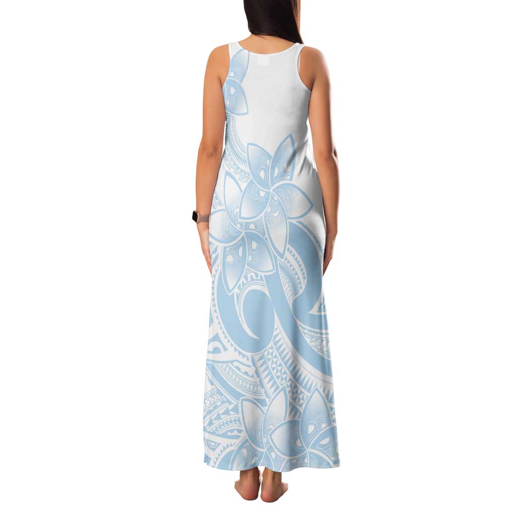 Polynesian Tribal Plumeria Lotu Tamaiti Family Matching Tank Maxi Dress and Hawaiian Shirt Pastel Sky Blue - Polynesian Pride