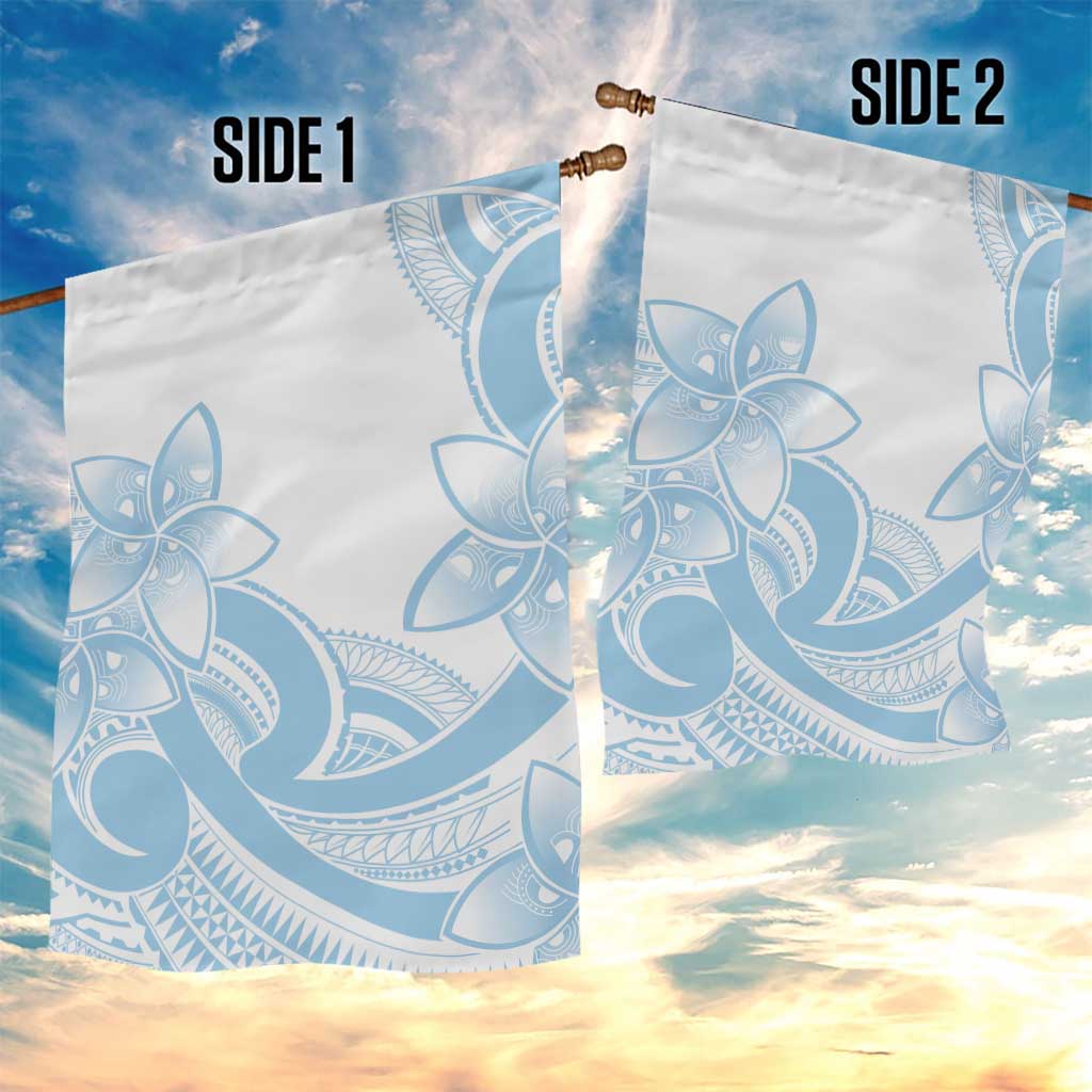 Polynesian Tribal Plumeria Lotu Tamaiti Garden Flag Pastel Sky Blue - Polynesian Pride