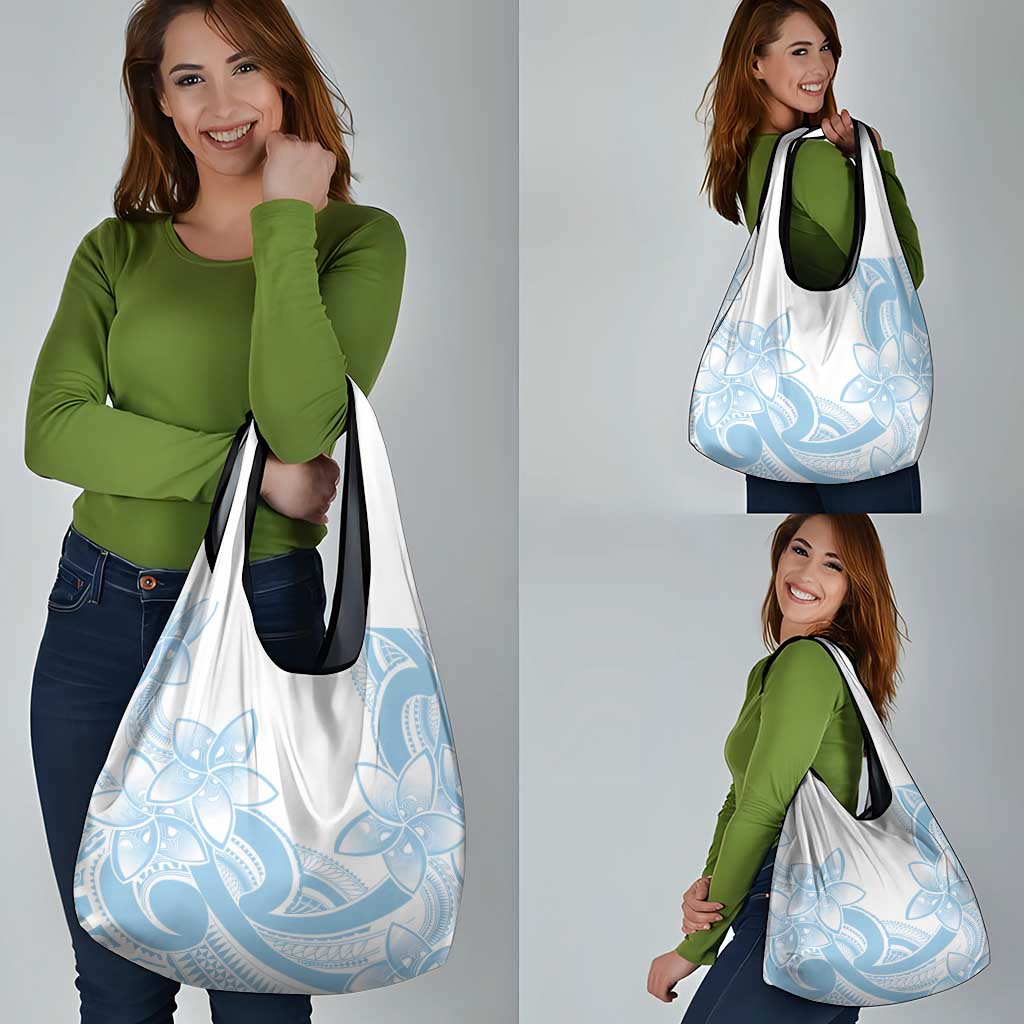 Polynesian Tribal Plumeria Lotu Tamaiti Grocery Bag Pastel Sky Blue LT9 - Polynesian Pride