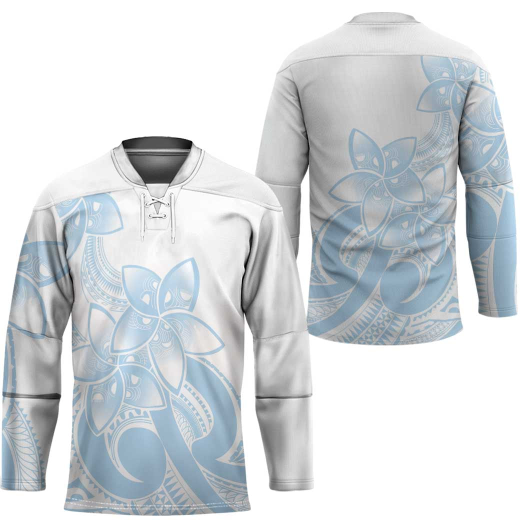 Polynesian Tribal Plumeria Lotu Tamaiti Hockey Jersey Pastel Sky Blue - Polynesian Pride