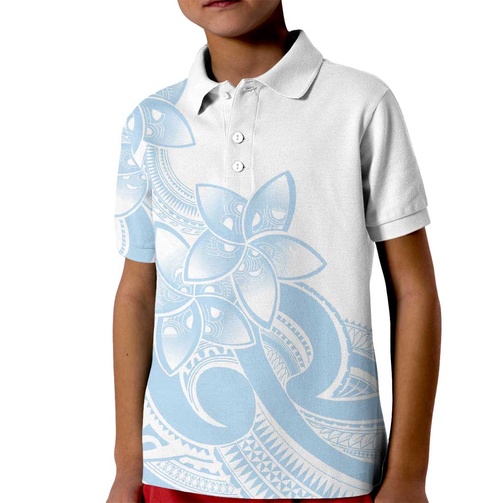 Polynesian Tribal Plumeria Lotu Tamaiti Kid Polo Shirt Pastel Sky Blue - Polynesian Pride