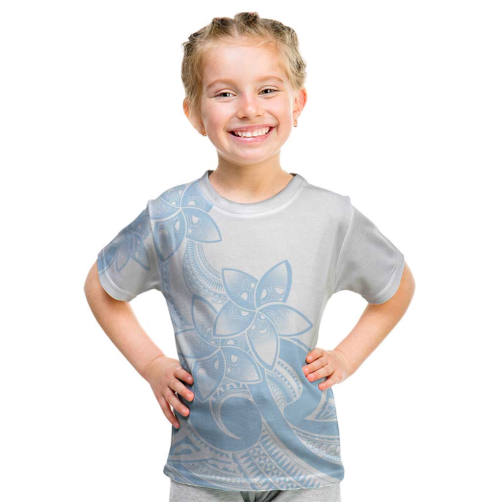 Polynesian Tribal Plumeria Lotu Tamaiti Kid T Shirt Pastel Sky Blue - Polynesian Pride