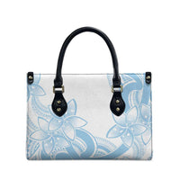 Polynesian Tribal Plumeria Lotu Tamaiti Leather Bag Pastel Sky Blue - Polynesian Pride