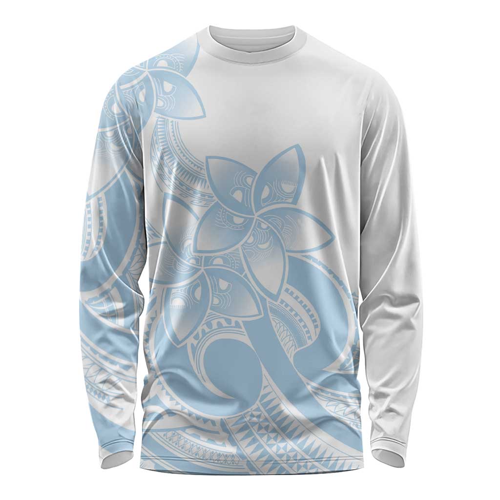 Polynesian Tribal Plumeria Lotu Tamaiti Long Sleeve Shirt Pastel Sky Blue LT9 Unisex Blue - Polynesian Pride