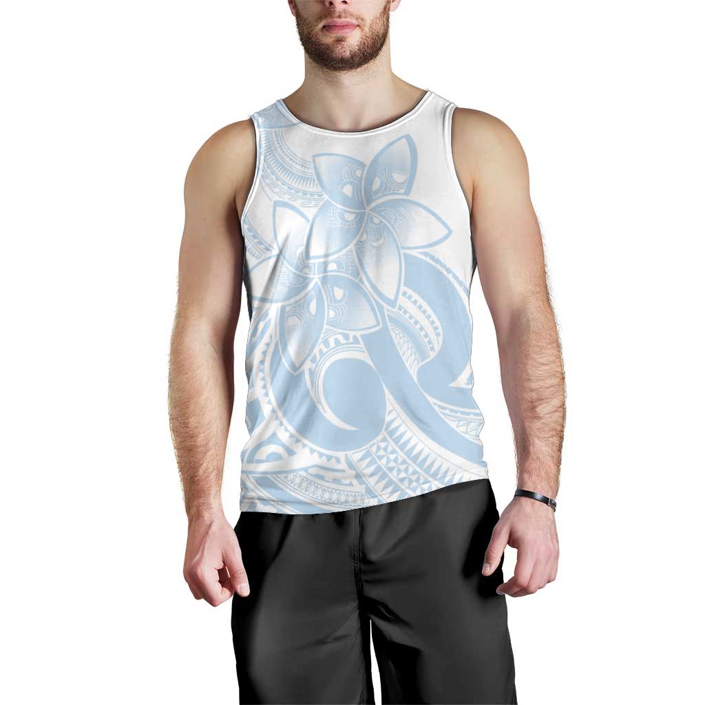 Polynesian Tribal Plumeria Lotu Tamaiti Men Tank Top Pastel Sky Blue LT9 - Polynesian Pride