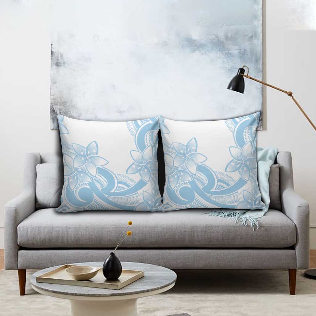Polynesian Tribal Plumeria Lotu Tamaiti Pillow Cover Pastel Sky Blue - Polynesian Pride