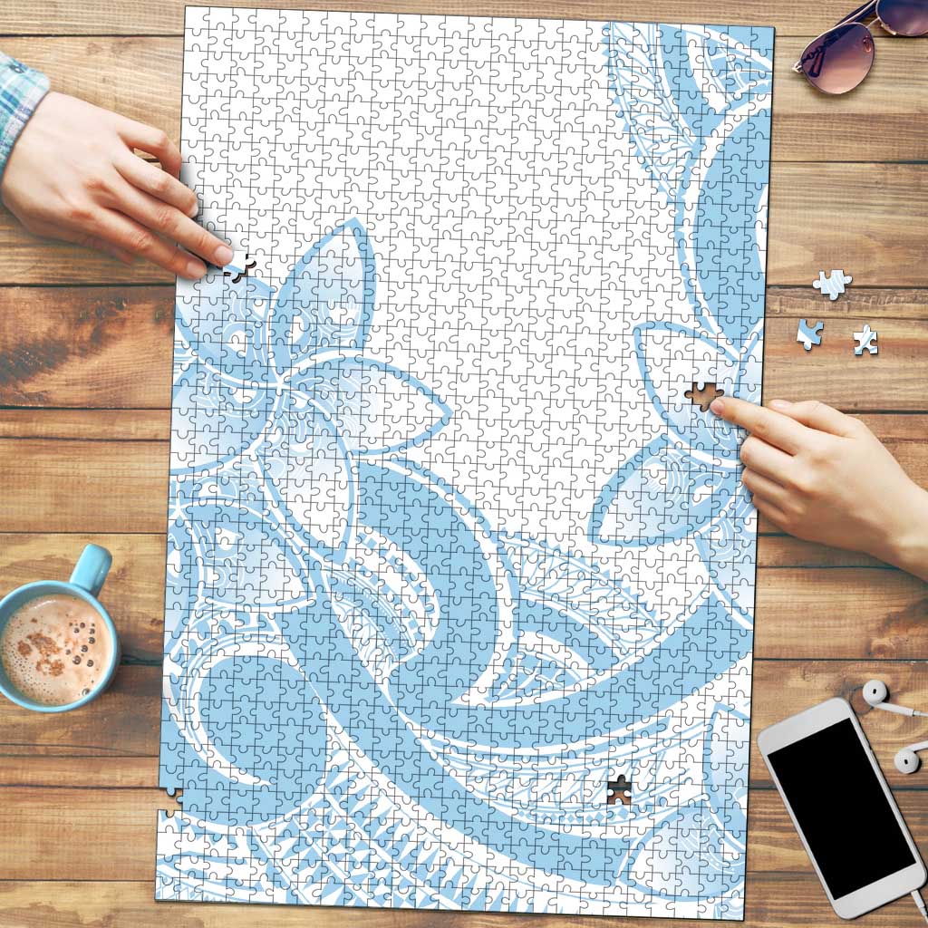 Polynesian Tribal Plumeria Lotu Tamaiti Puzzle Pastel Sky Blue LT9 Blue - Polynesian Pride