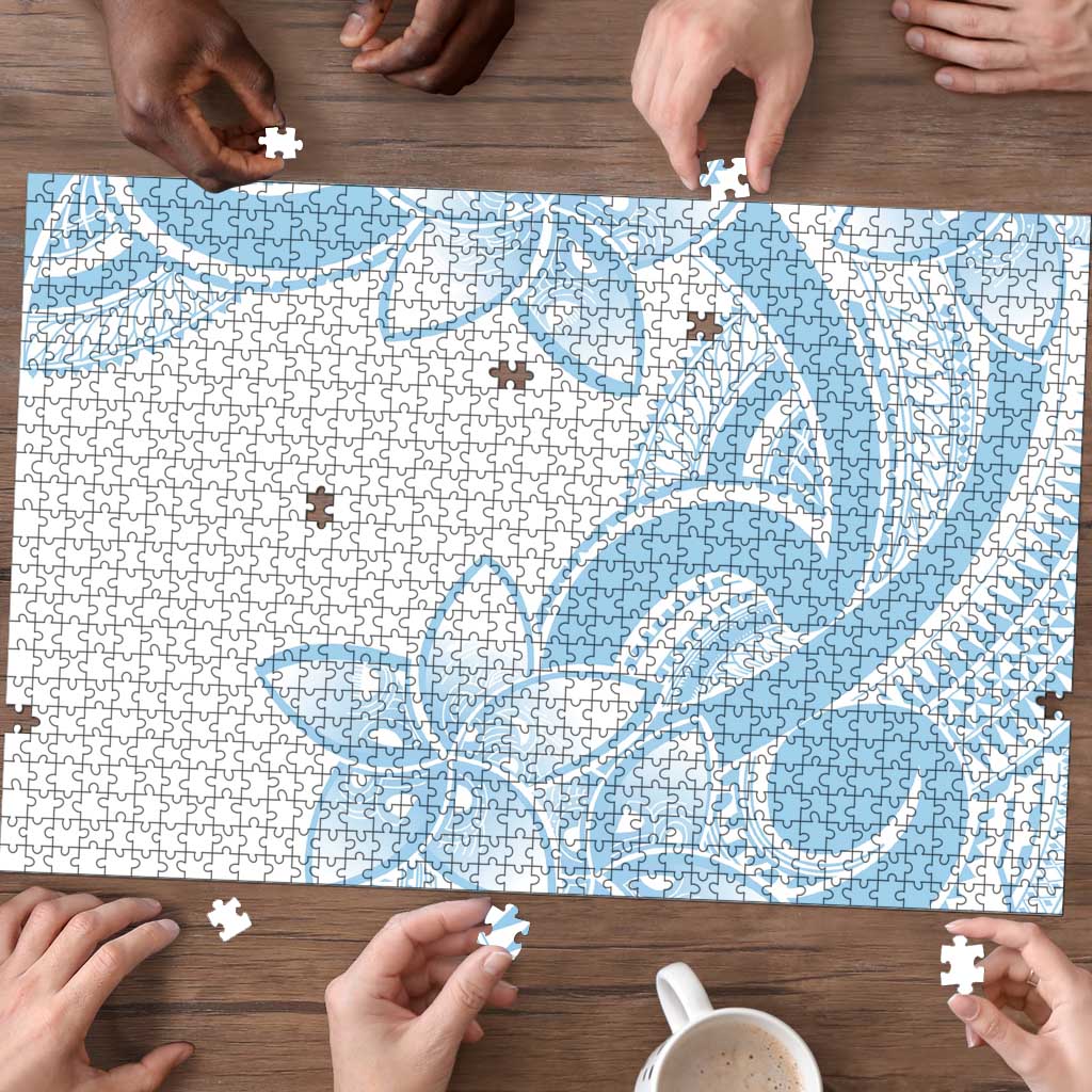 Polynesian Tribal Plumeria Lotu Tamaiti Puzzle Pastel Sky Blue LT9 - Polynesian Pride