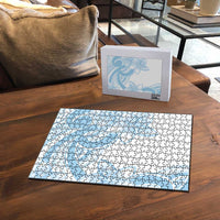 Polynesian Tribal Plumeria Lotu Tamaiti Puzzle Pastel Sky Blue LT9 - Polynesian Pride