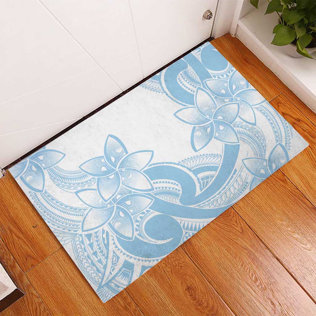 Polynesian Tribal Plumeria Lotu Tamaiti Rubber Doormat Pastel Sky Blue LT9 - Polynesian Pride