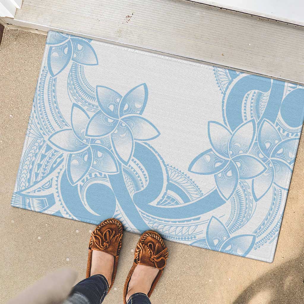 Polynesian Tribal Plumeria Lotu Tamaiti Rubber Doormat Pastel Sky Blue LT9 - Polynesian Pride