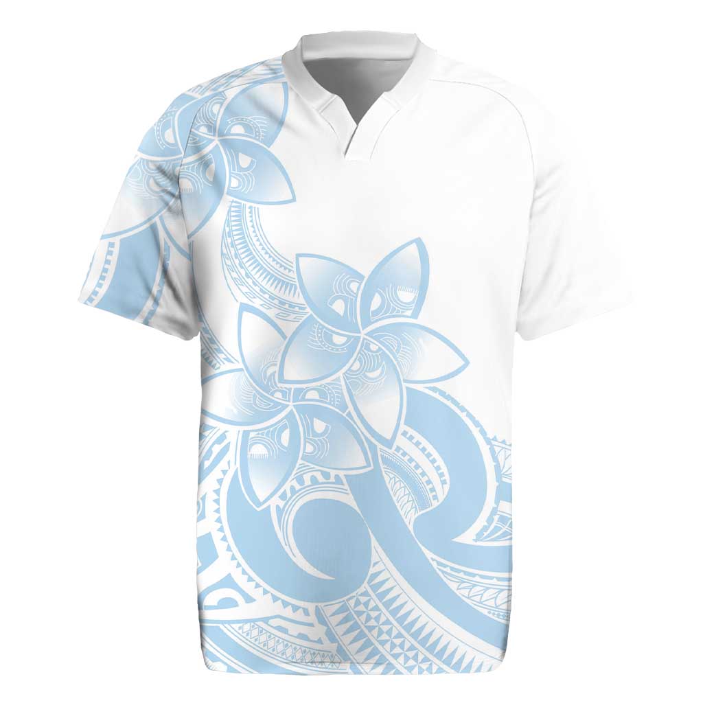 Polynesian Tribal Plumeria Lotu Tamaiti Rugby Jersey Pastel Sky Blue LT9 Blue - Polynesian Pride