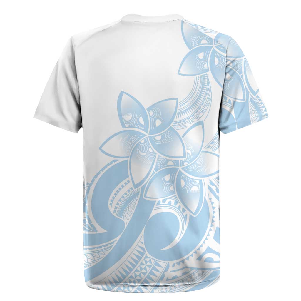 Polynesian Tribal Plumeria Lotu Tamaiti Rugby Jersey Pastel Sky Blue LT9 - Polynesian Pride