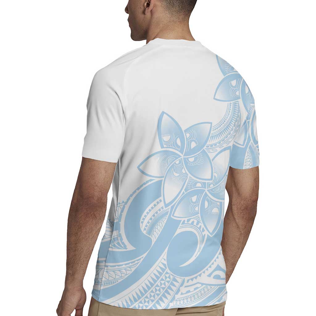 Polynesian Tribal Plumeria Lotu Tamaiti Rugby Jersey Pastel Sky Blue LT9 - Polynesian Pride