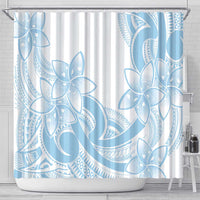 Polynesian Tribal Plumeria Lotu Tamaiti Shower Curtain Pastel Sky Blue - Polynesian Pride