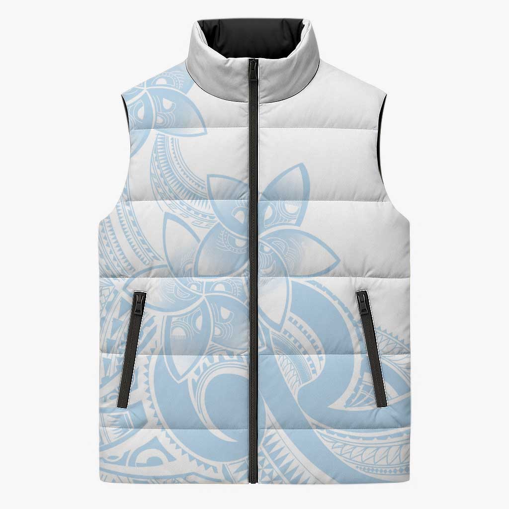 Polynesian Tribal Plumeria Lotu Tamaiti Sleeveless Puffer Jacket Pastel Sky Blue LT9 Unisex Blue - Polynesian Pride