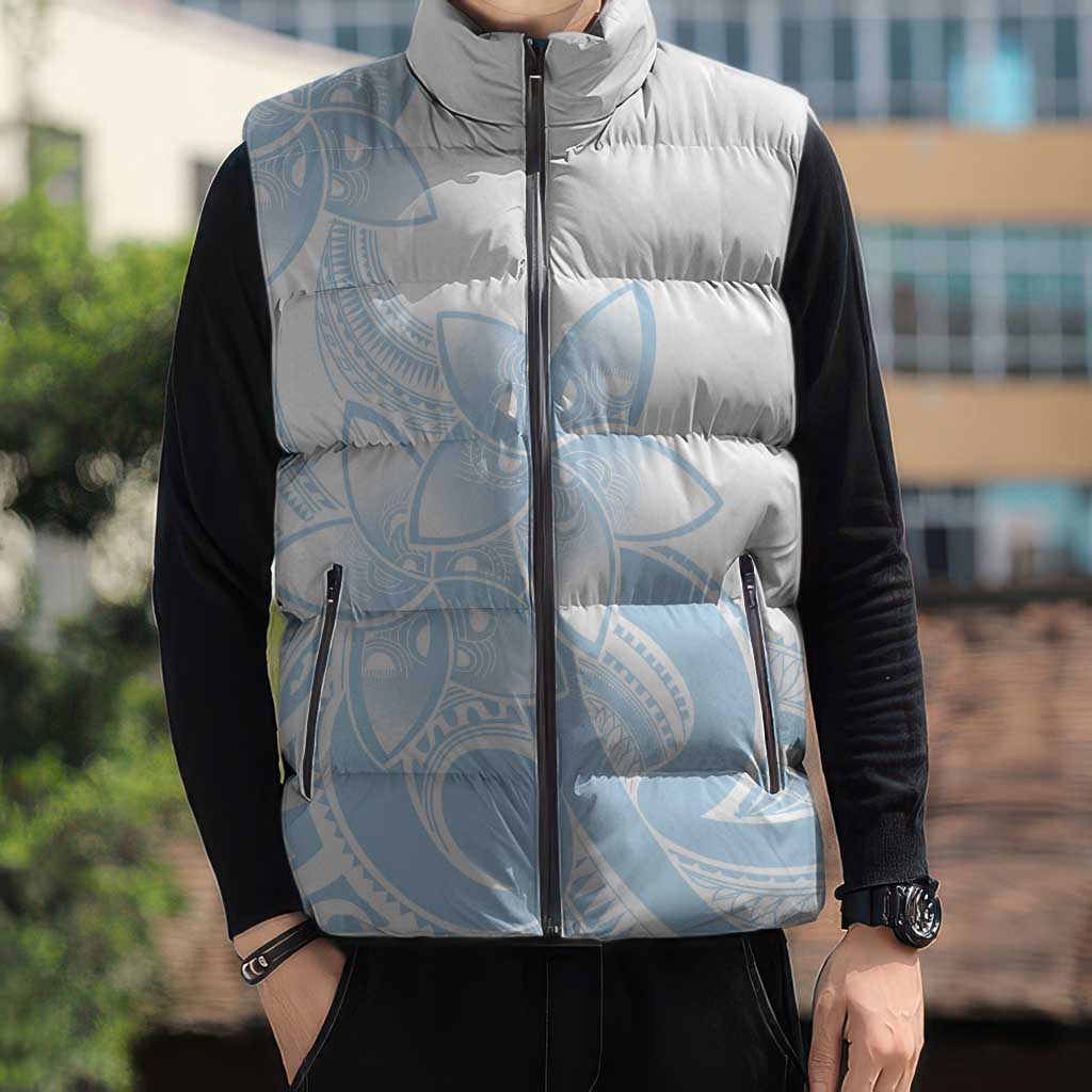 Polynesian Tribal Plumeria Lotu Tamaiti Sleeveless Puffer Jacket Pastel Sky Blue LT9 - Polynesian Pride