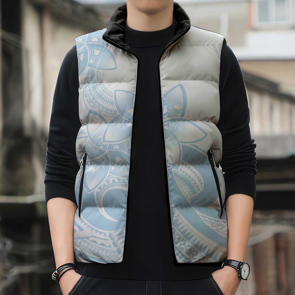 Polynesian Tribal Plumeria Lotu Tamaiti Sleeveless Puffer Jacket Pastel Sky Blue LT9 - Polynesian Pride