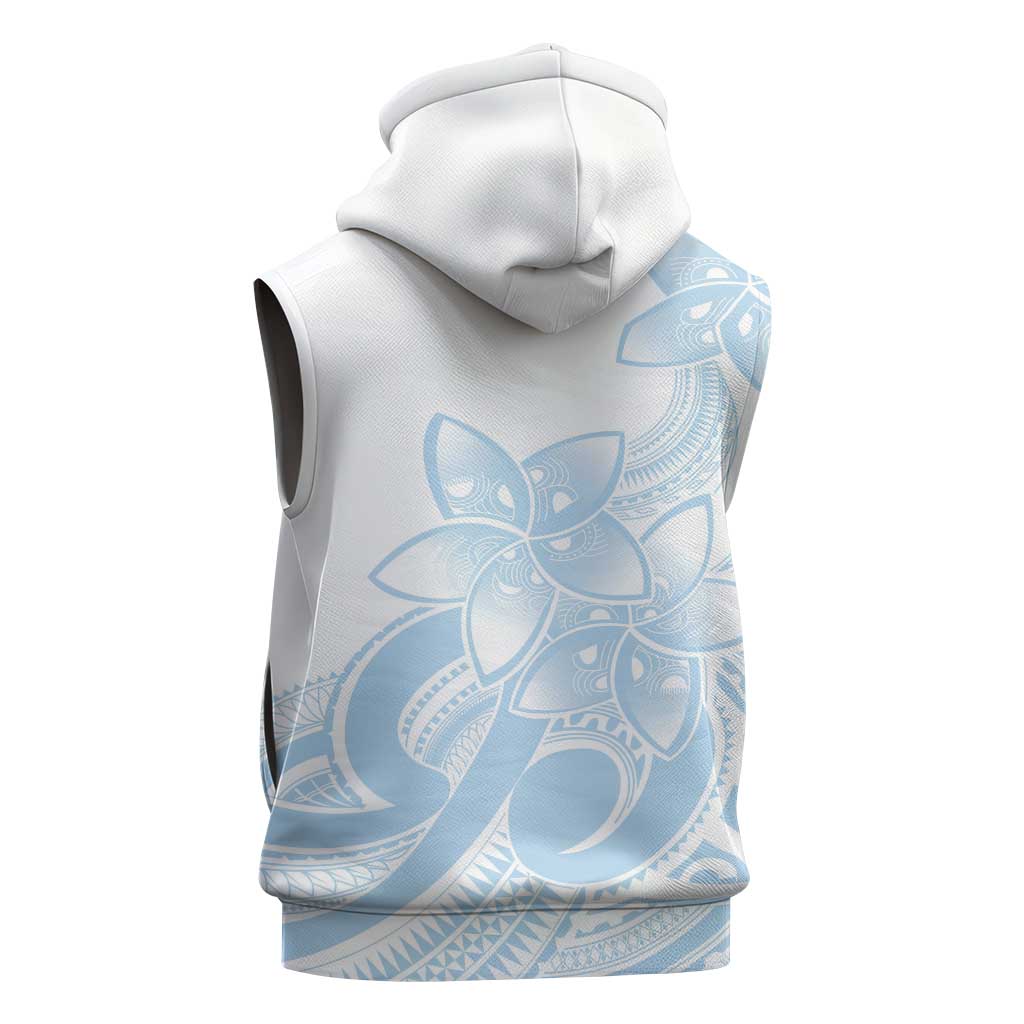 Polynesian Tribal Plumeria Lotu Tamaiti Sleeveless Zip Hoodie Pastel Sky Blue - Polynesian Pride