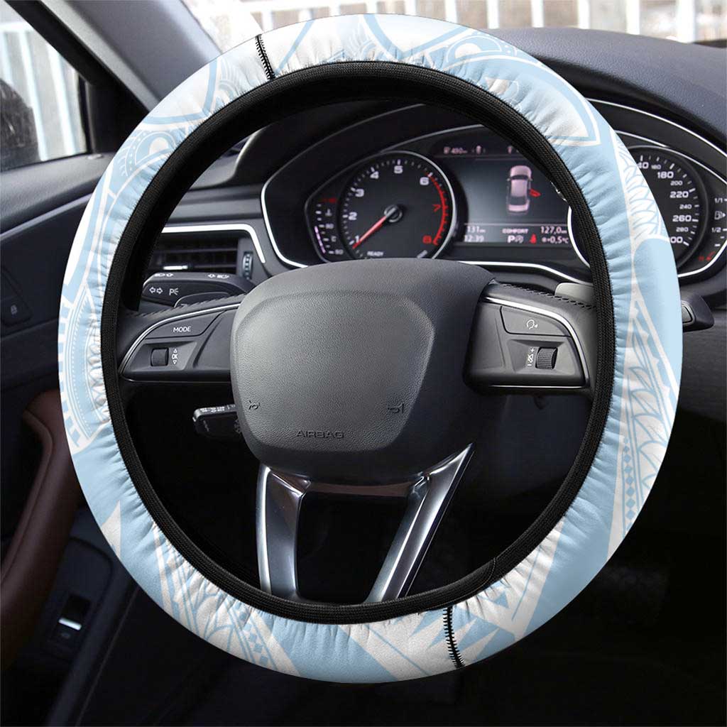 Polynesian Tribal Plumeria Lotu Tamaiti Steering Wheel Cover Pastel Sky Blue LT9 - Polynesian Pride