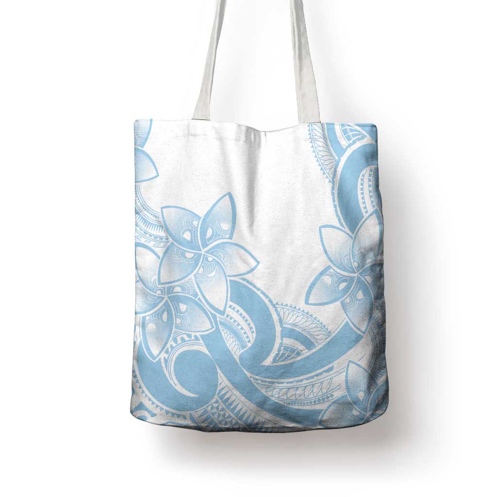 Polynesian Tribal Plumeria Lotu Tamaiti Tote Bag Pastel Sky Blue LT9 - Polynesian Pride