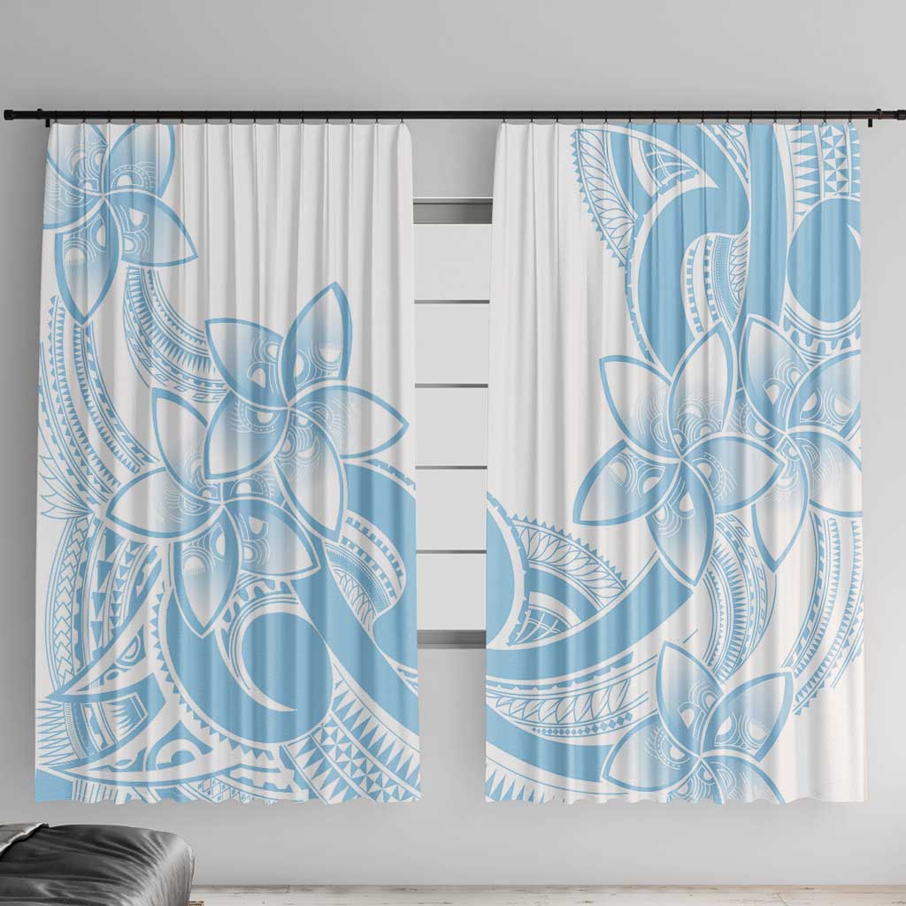 Polynesian Tribal Plumeria Lotu Tamaiti Window Curtain Pastel Sky Blue - Polynesian Pride