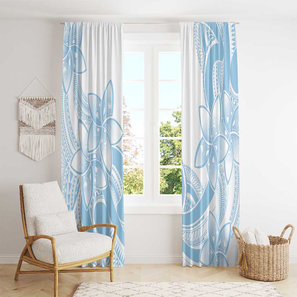Polynesian Tribal Plumeria Lotu Tamaiti Window Curtain Pastel Sky Blue - Polynesian Pride