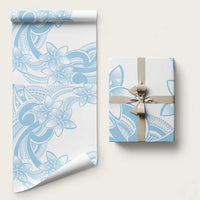 Polynesian Tribal Plumeria Lotu Tamaiti Wrapping Paper Pastel Sky Blue LT9 58" × 23" Blue - Polynesian Pride