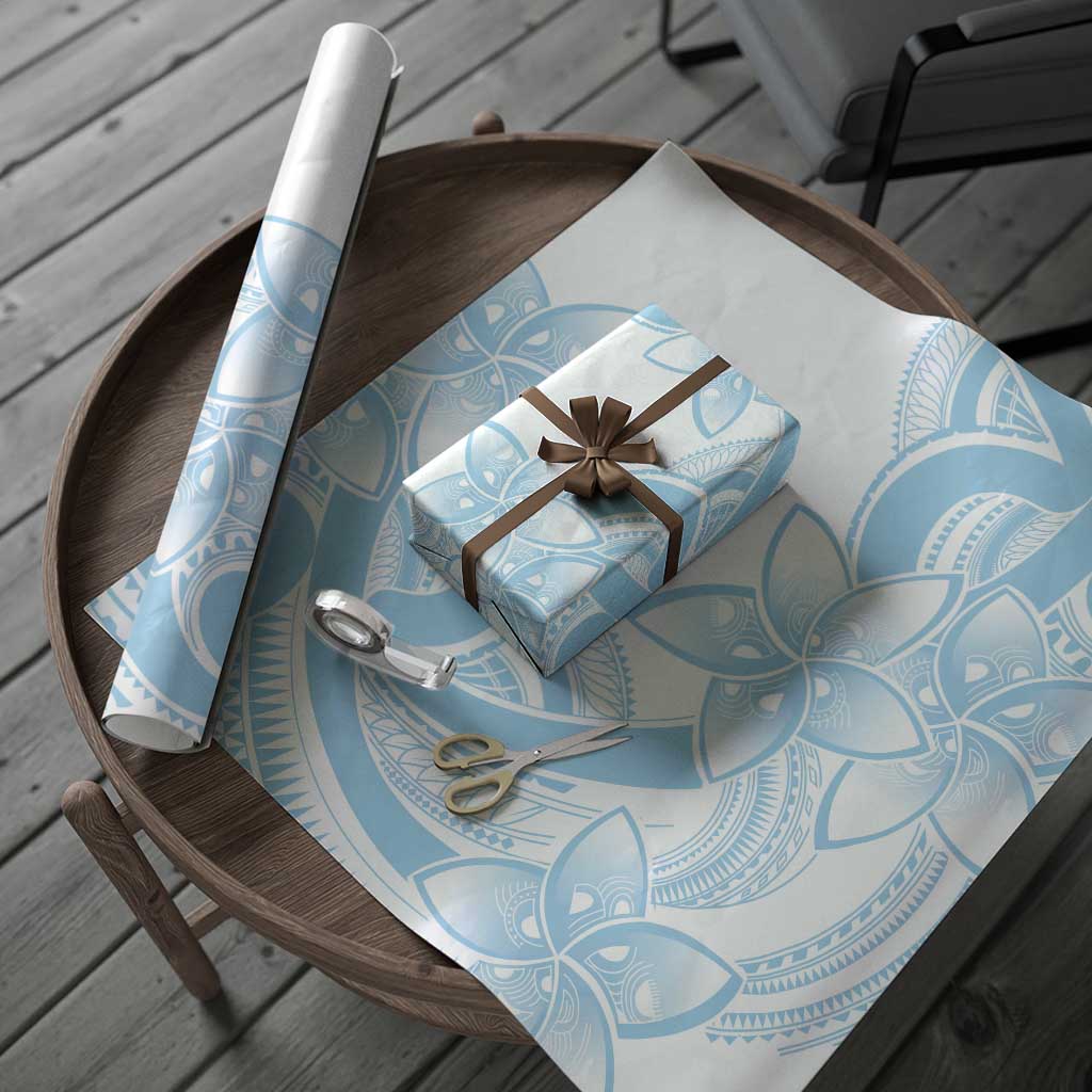 Polynesian Tribal Plumeria Lotu Tamaiti Wrapping Paper Pastel Sky Blue LT9 - Polynesian Pride
