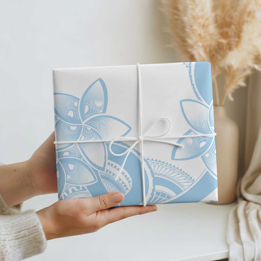 Polynesian Tribal Plumeria Lotu Tamaiti Wrapping Paper Pastel Sky Blue LT9 - Polynesian Pride