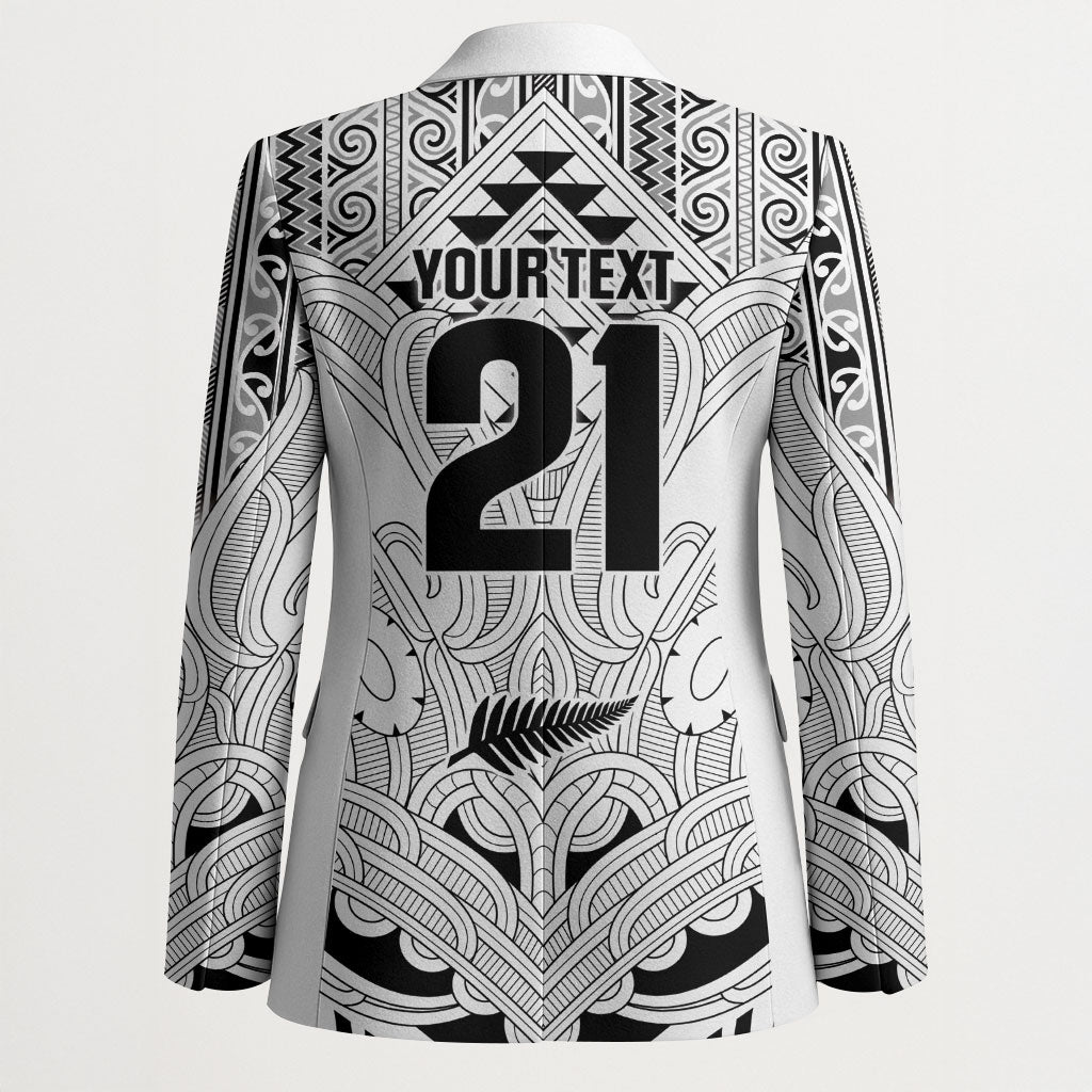 2026 Autumn Rugby Nations New Zealand Custom Blazer White Kowhaiwhai Maori Tribal Taniko Motif LT9 - Polynesian Pride