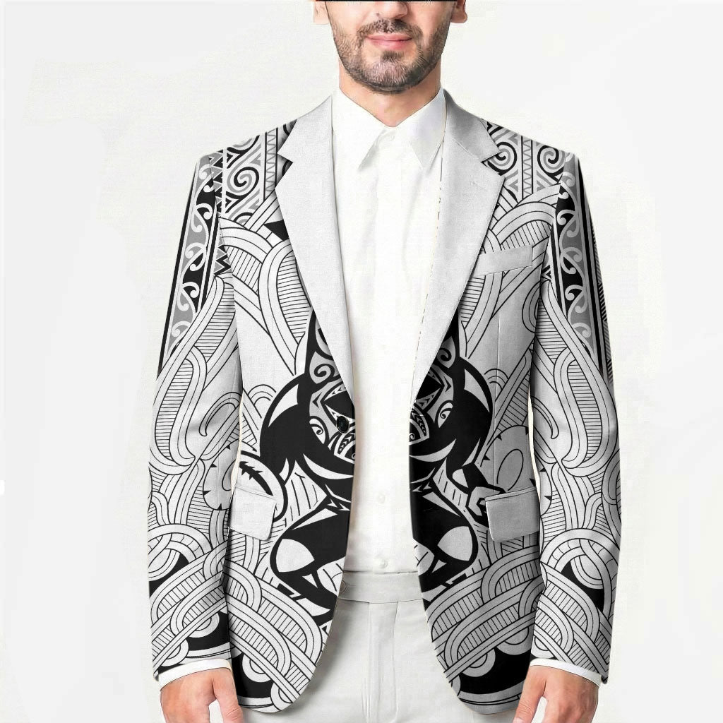 2026 Autumn Rugby Nations New Zealand Custom Blazer White Kowhaiwhai Maori Tribal Taniko Motif LT9 - Polynesian Pride
