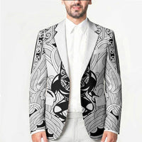 2026 Autumn Rugby Nations New Zealand Custom Blazer White Kowhaiwhai Maori Tribal Taniko Motif LT9 - Polynesian Pride