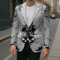2026 Autumn Rugby Nations New Zealand Custom Blazer White Kowhaiwhai Maori Tribal Taniko Motif LT9 - Polynesian Pride